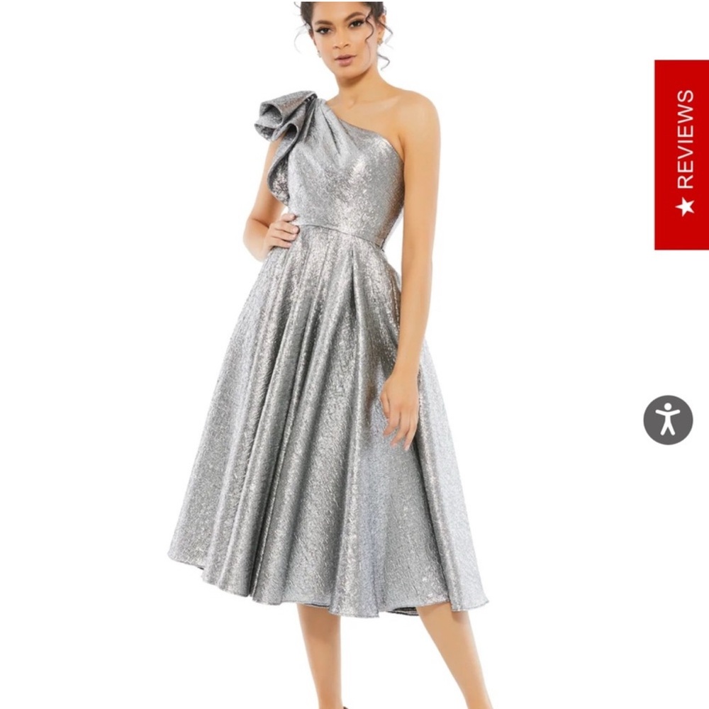 Mac Duggal Metallic Silver Dress
